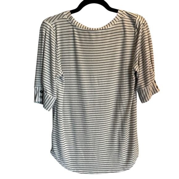 Jane & Delancey Striped 3/4 Sleeve Knit Top Women’s Small White Black - Picture 3 of 7